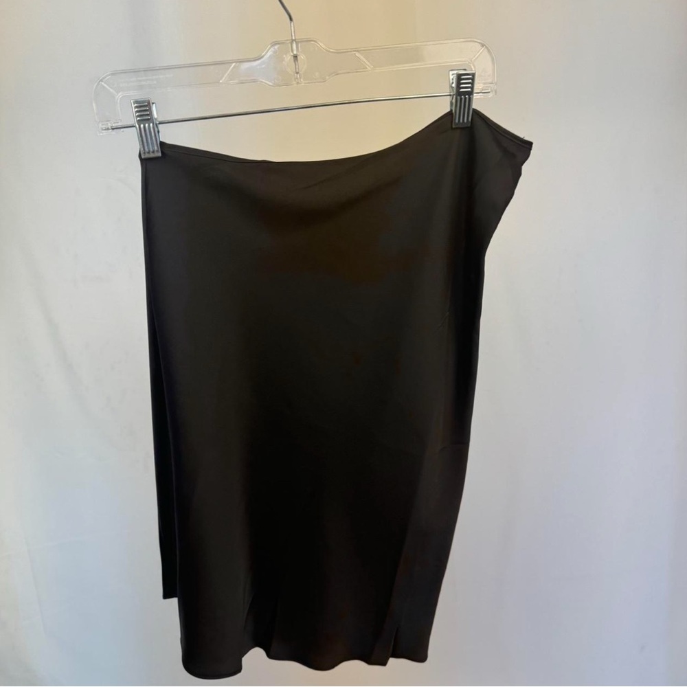 longer black satin skirt